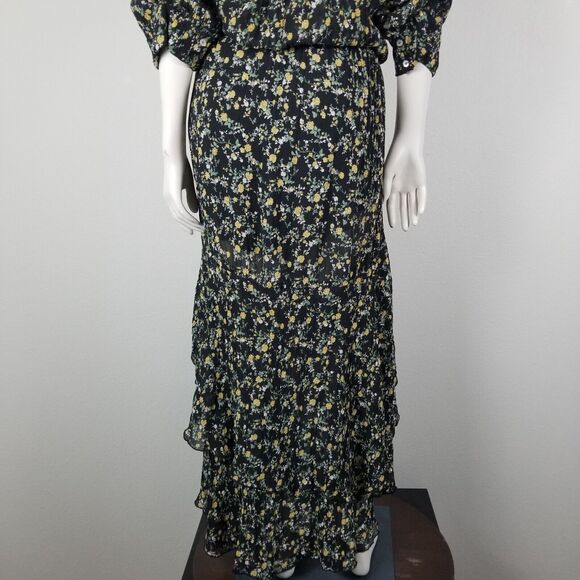 Anthropologie Muche & Muchette Black Floral High Low Blouson Maxi Dress OSFM - Picture 6 of 14